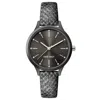 Nine West Black Leather Dress Watch In Black