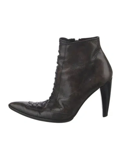 Pre-owned Nine West Leather Lace-up Boots In Black/brown