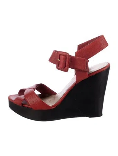 Pre-owned Nine West Leather Slingback Pumps In Red