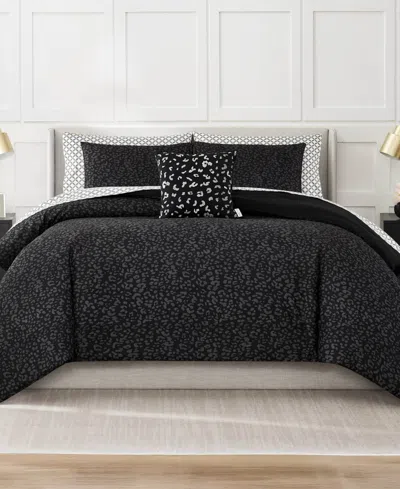 Nine West Leopard Bed In A Bag 8-pc. Comforter Set, Queen In Black