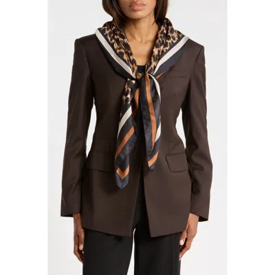 Nine West Leopard Chiffon Square Scarf In Brown