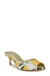 Nine West Lill Kitten Heel Pump In Yellow Rose Floral Multi