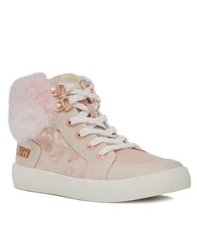 Nine West Little Girls Luna Sneaker Booties In Rose Gold-tone