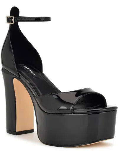 Nine West Liya 3 Womens Faux Leather Patent Ankle Strap In Black