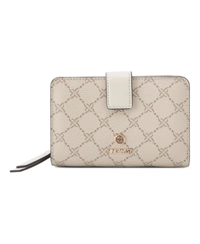 Nine West Lockup 9 French Wallet In Mushroom Logo Milk