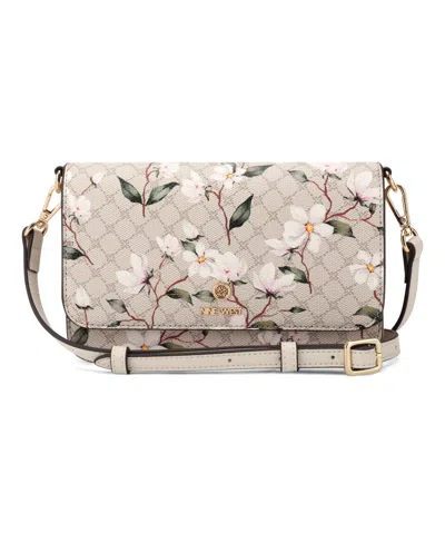 Nine West Lockup 9 Phone Crossbody Bag In Floral Logo Milk