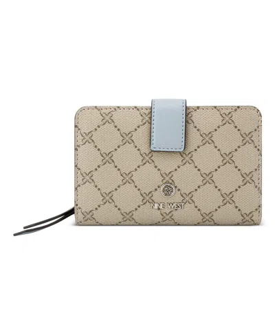 Nine West Lockup 9s French Wallet In Beige Logo Bluestone