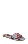 Nine West Lolipop Slide Sandal In Blue Scattered Rose Denim