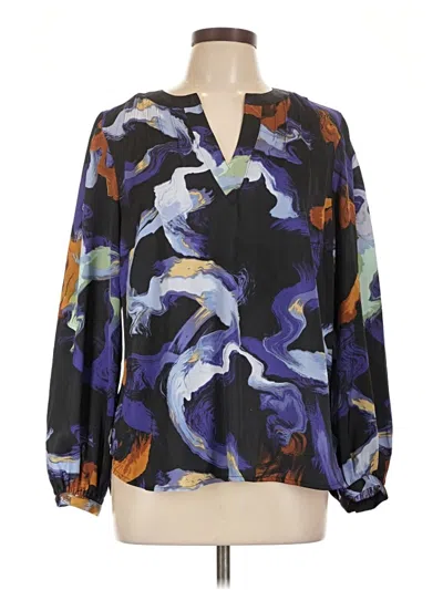Pre-owned Nine West Long Sleeve Blouse In Black