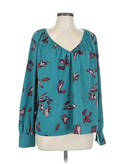 Pre-owned Nine West Long Sleeve Blouse In Blue