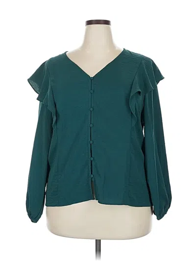 Pre-owned Nine West Long Sleeve Blouse In Blue