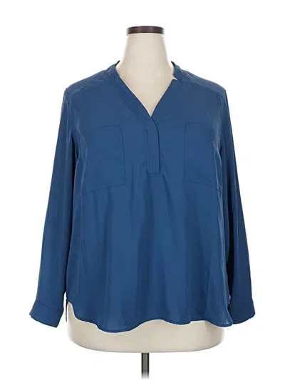 Pre-owned Nine West Long Sleeve Blouse In Blue