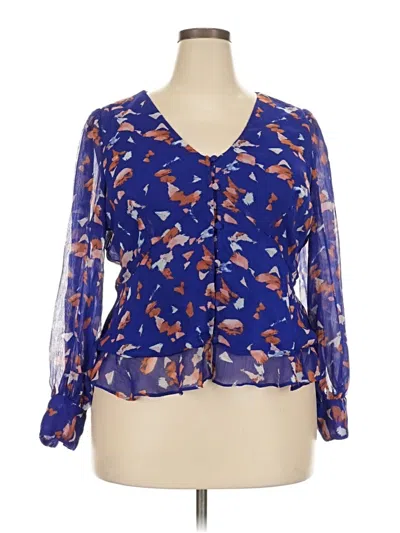 Pre-owned Nine West Long Sleeve Blouse In Blue
