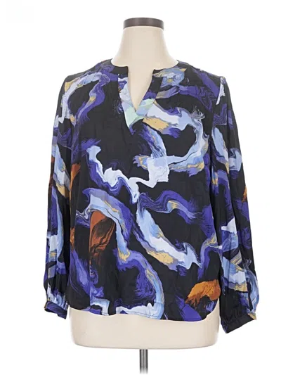 Pre-owned Nine West Long Sleeve Blouse In Blue