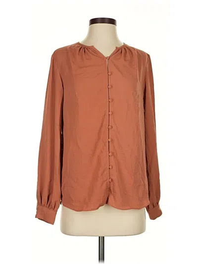Pre-owned Nine West Long Sleeve Blouse In Brown