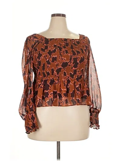Pre-owned Nine West Long Sleeve Blouse In Brown