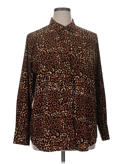 Pre-owned Nine West Long Sleeve Blouse In Brown