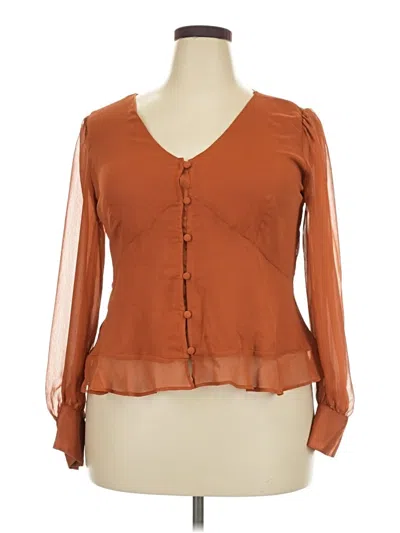 Pre-owned Nine West Long Sleeve Blouse In Brown