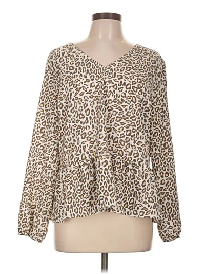 Pre-owned Nine West Long Sleeve Blouse In Brown