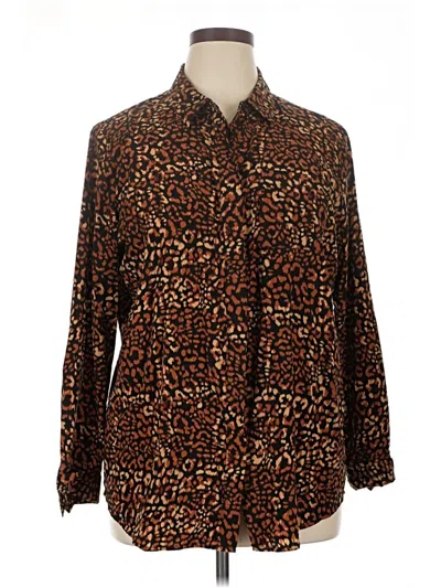 Pre-owned Nine West Long Sleeve Blouse In Brown