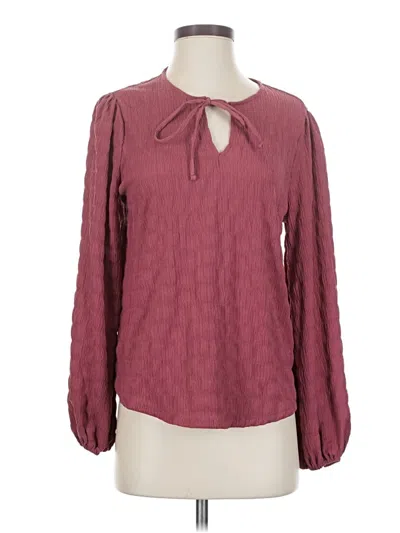 Pre-owned Nine West Long Sleeve Blouse In Burgundy