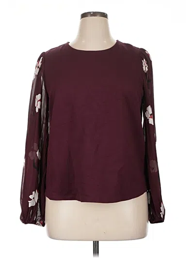 Pre-owned Nine West Long Sleeve Blouse In Burgundy