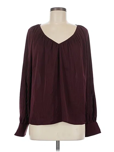 Pre-owned Nine West Long Sleeve Blouse In Burgundy