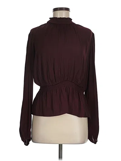 Pre-owned Nine West Long Sleeve Blouse In Burgundy