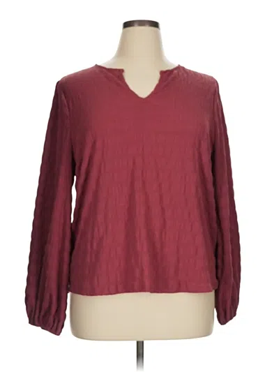 Pre-owned Nine West Long Sleeve Blouse In Burgundy