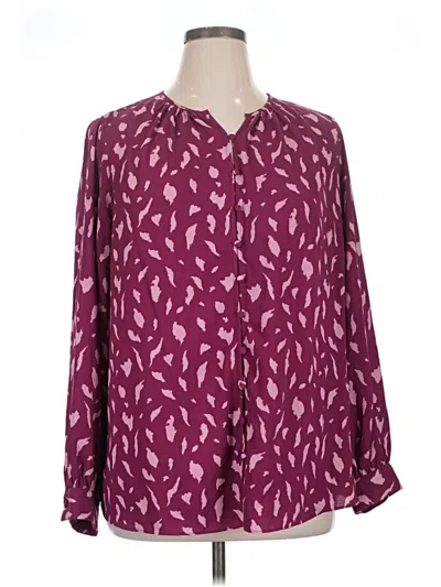 Pre-owned Nine West Long Sleeve Blouse In Burgundy