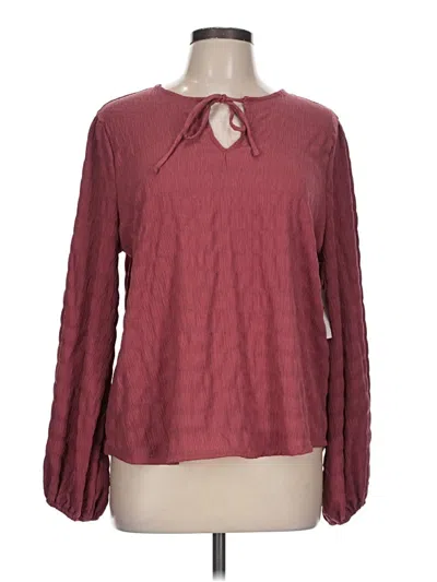Pre-owned Nine West Long Sleeve Blouse In Burgundy