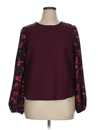 Pre-owned Nine West Long Sleeve Blouse In Burgundy