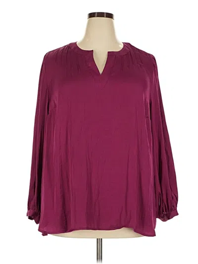 Pre-owned Nine West Long Sleeve Blouse In Burgundy
