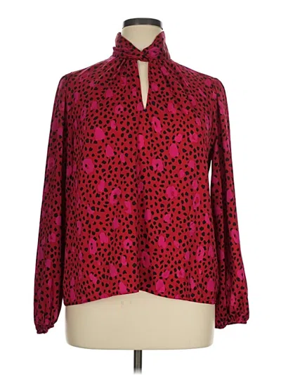Pre-owned Nine West Long Sleeve Blouse In Burgundy