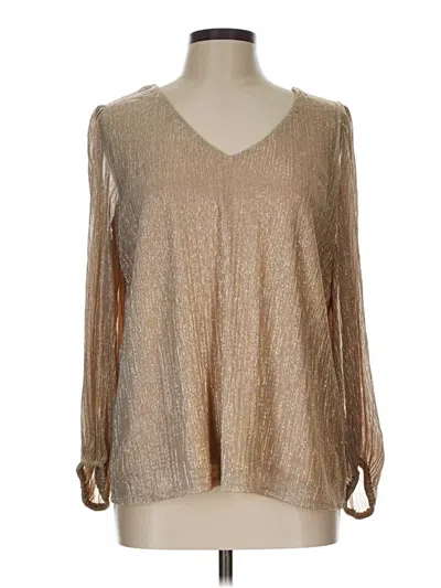 Pre-owned Nine West Long Sleeve Blouse In Gold
