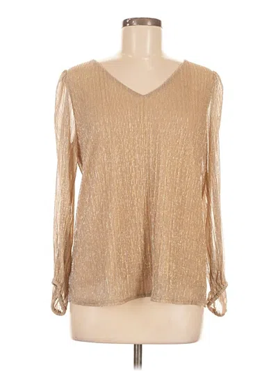 Pre-owned Nine West Long Sleeve Blouse In Gold