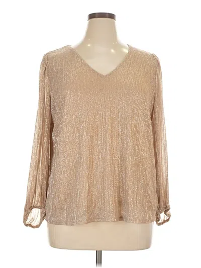 Pre-owned Nine West Long Sleeve Blouse In Gold