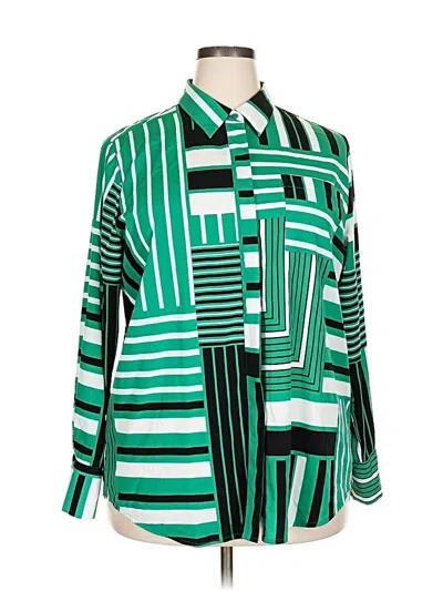 Pre-owned Nine West Long Sleeve Blouse In Green