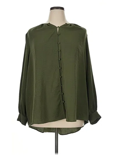 Pre-owned Nine West Long Sleeve Blouse In Green
