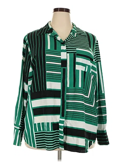 Pre-owned Nine West Long Sleeve Blouse In Green