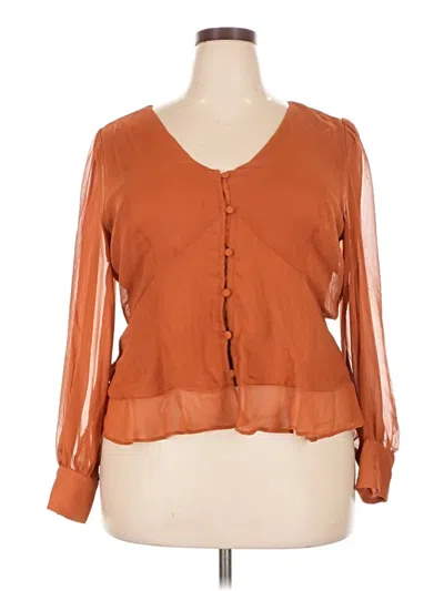 Pre-owned Nine West Long Sleeve Blouse In Orange