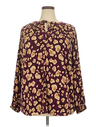 Pre-owned Nine West Long Sleeve Blouse In Purple