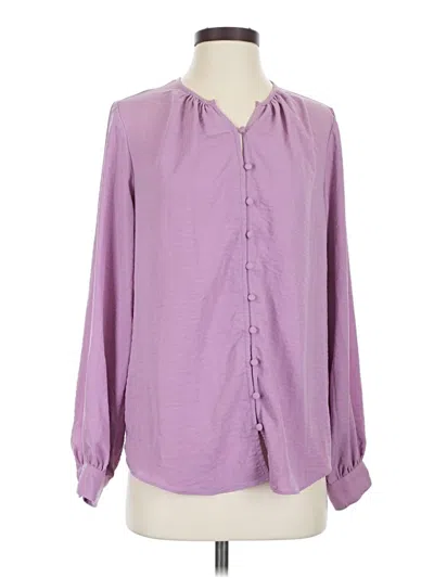 Pre-owned Nine West Long Sleeve Blouse In Purple