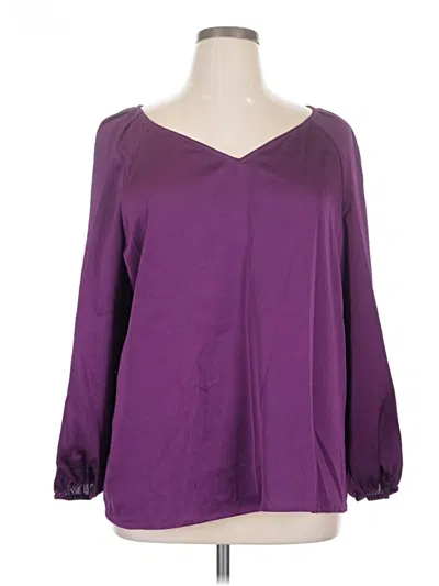 Pre-owned Nine West Long Sleeve Blouse In Purple