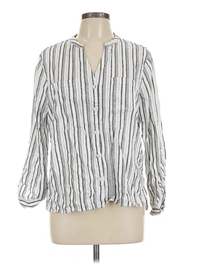 Pre-owned Nine West Long Sleeve Blouse In Silver