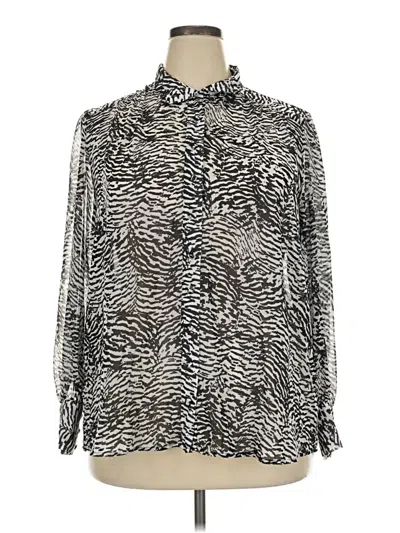Pre-owned Nine West Long Sleeve Blouse In Silver