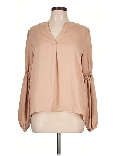 Pre-owned Nine West Long Sleeve Blouse In Tan