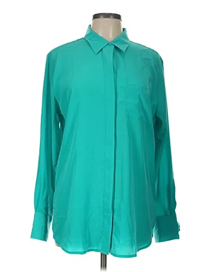 Pre-owned Nine West Long Sleeve Blouse In Teal