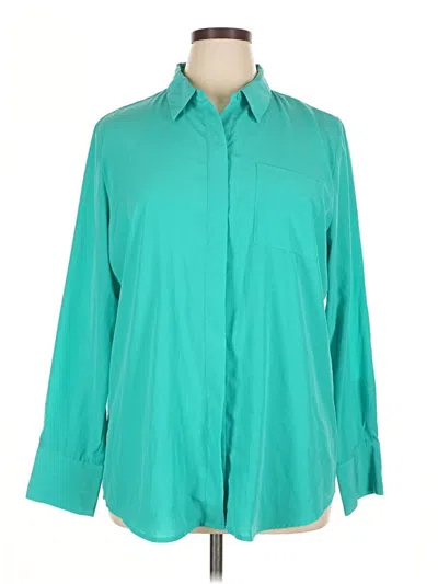 Pre-owned Nine West Long Sleeve Blouse In Teal