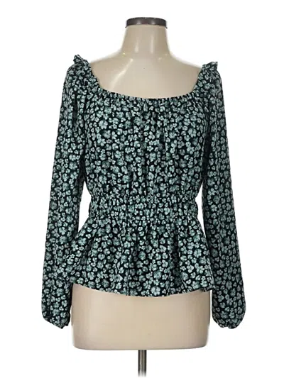 Pre-owned Nine West Long Sleeve Blouse In Teal
